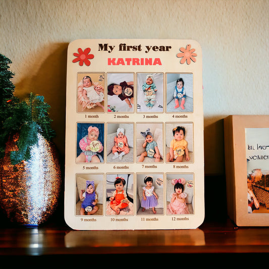 Baby Monthly Milestone Makers Wood Board (Portrait)