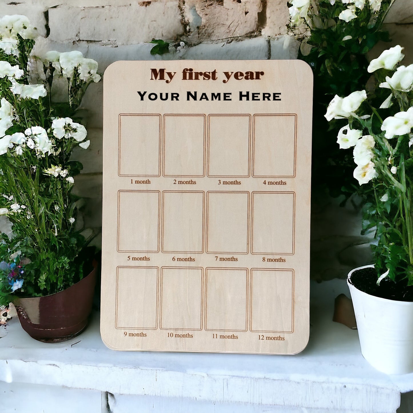 Baby Monthly Milestone Makers Wood Board (Portrait)