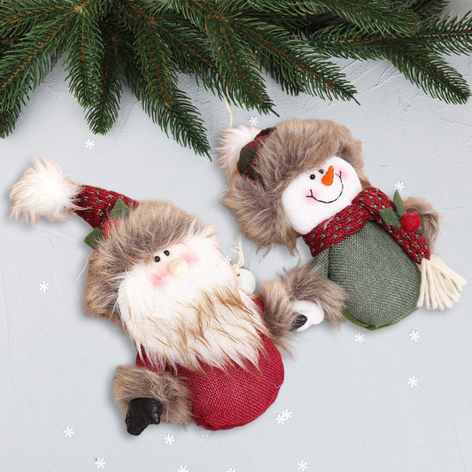 Set of 2 Hanging Santa / Snowman