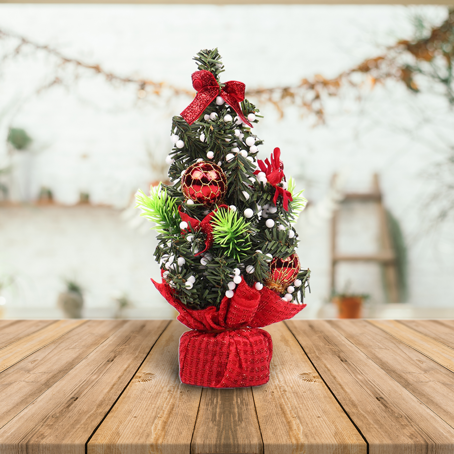 Mini Decorative Christmas Trees Red/Gold/Silver